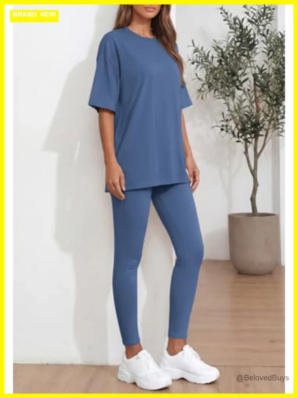 Women's Two Piece Lounge Set - Oversized Shirt & Leggings Matching Outfit